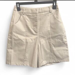 PrettyLittleThing Beige Women's Faux Leather Bermudas